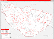 McDowell County Wall Map Red Line Style