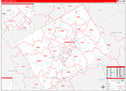 McLennan County Wall Map Red Line Style
