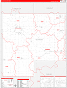 McLeod County Wall Map Red Line Style
