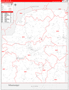 McNairy Wall Map Red Line Style