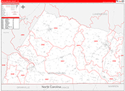 Mecklenburg County Wall Map Red Line Style