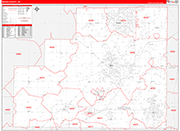 Medina County Wall Map Red Line Style