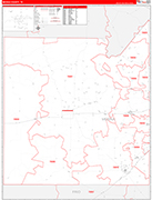 Medina County Wall Map Red Line Style
