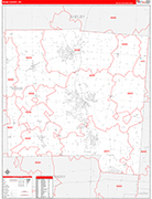 Miami Wall Map Red Line Style