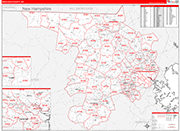 Middlesex Wall Map Red Line Style