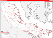 Middlesex County Wall Map Red Line Style