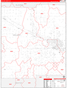 Midland Wall Map Red Line Style
