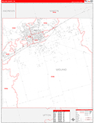 Midland Wall Map Red Line Style