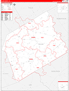 Milam Wall Map Red Line Style