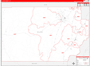 Millard County Wall Map Red Line Style
