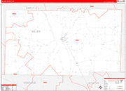 Miller County Wall Map Red Line Style