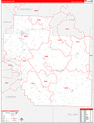 Miller County Wall Map Red Line Style