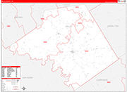 Mills County Wall Map Red Line Style
