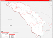 Mineral Wall Map Red Line Style