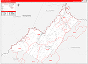 Mineral Wall Map Red Line Style