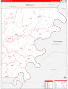 Mississippi Wall Map Red Line Style
