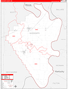 Mississippi Wall Map Red Line Style