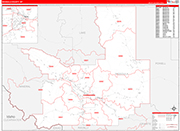 Missoula County Wall Map Red Line Style