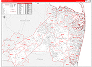 Monmouth County Wall Map Red Line Style