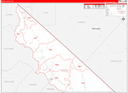 Mono County Wall Map Red Line Style