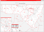 Monongalia County Wall Map Red Line Style