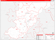 Monroe County Wall Map Red Line Style