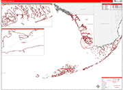 Monroe County Wall Map Red Line Style
