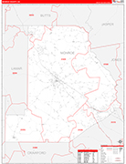 Monroe County Wall Map Red Line Style