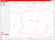 Monroe County Wall Map Red Line Style