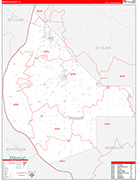 Monroe County Wall Map Red Line Style