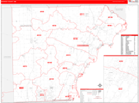 Monroe County Wall Map Red Line Style