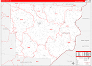 Monroe County Wall Map Red Line Style