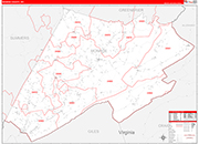 Monroe County Wall Map Red Line Style