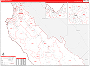 Monterey County Wall Map Red Line Style
