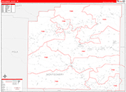 Montgomery County Wall Map Red Line Style