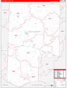Montgomery County Wall Map Red Line Style