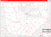 Montgomery County Wall Map Red Line Style