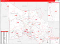 Montgomery County Wall Map Red Line Style