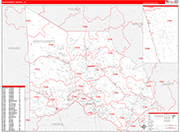 Montgomery County Wall Map Red Line Style