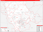 Moore County Wall Map Red Line Style