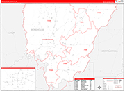 Morehouse County Wall Map Red Line Style