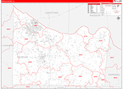Morgan County Wall Map Red Line Style