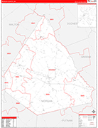Morgan County Wall Map Red Line Style