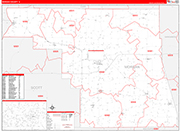 Morgan County Wall Map Red Line Style