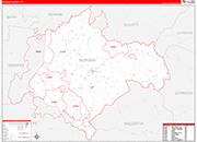 Morgan County Wall Map Red Line Style
