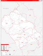 Morgan County Wall Map Red Line Style