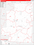 Morrow County Wall Map Red Line Style