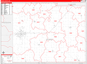 Mower County Wall Map Red Line Style