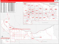 Multnomah County Wall Map Red Line Style
