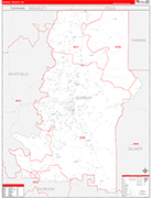 Murray County Wall Map Red Line Style